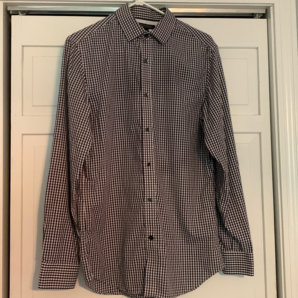 Men’s Banana Republic sz M slim fit tailored button down Black/red/white